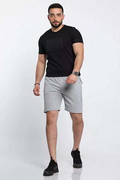 MİSHAR İTALİA Ανδρικό σορτς casual με γκρι εμπριμέ φερμουάρ