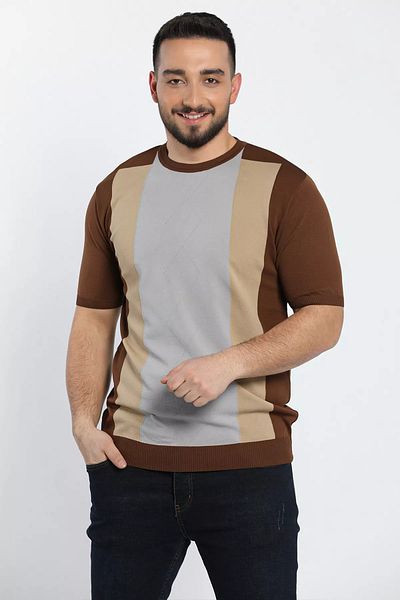 MİSHAR İTALİA Ανδρικό μπλουζάκι σε γκρι μπεζ χρώμα Garnish Crew Neck