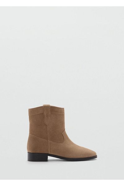 Mango Teen Botine din piele cu fund plat