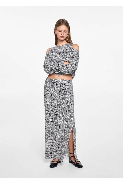 Mango Teen Fusta midi cu model leopard