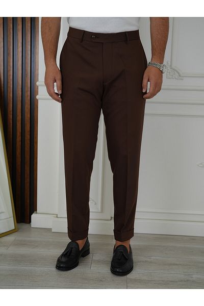 Pantolonia Men's Italian Style Regular Fit Fabric Trousers