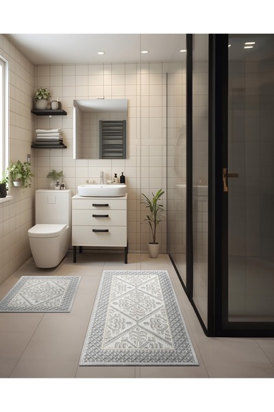 WOOF HOME 2 Li Bukle Banyo Takımı (BANYO TEKSTİLİ/MODERN/DOĞAL/SADE/ŞIK KAYMA...