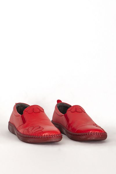 Dericlub Women's Comfort Real Leather Shoes, Red - Flexible Sole Br 04035