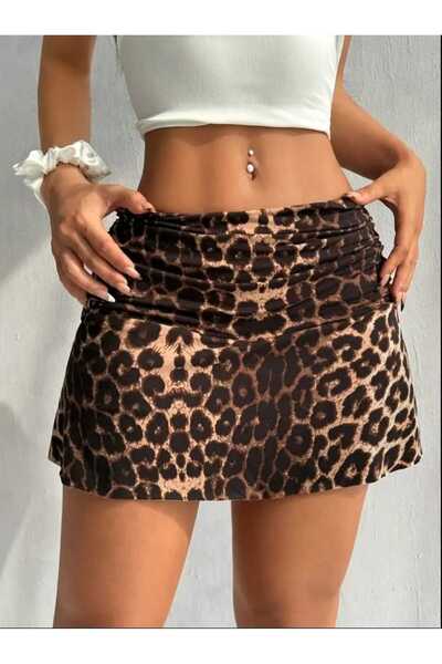 BENİMOLMALI Lepar Kumaş Mini Kısa Etek Bürümcük Kumaş Mini Etek