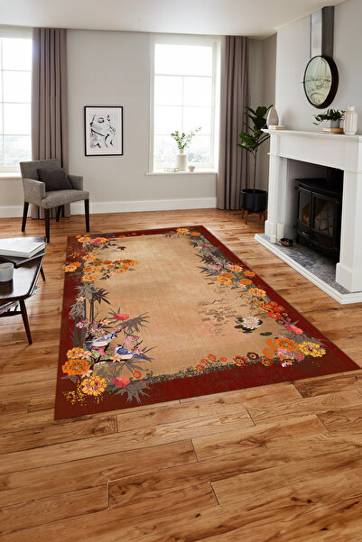 Napoli Home Baskılı Modern Çiçek Motifli Yıkanabilir Kaymaz Taban Yolluk Mutf...