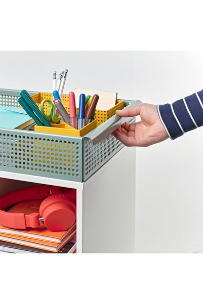 IKEA Tekerlekli servis sehpası, Çocuk odası dolabı, beyaz-gri-yeşil, 54x33 cm