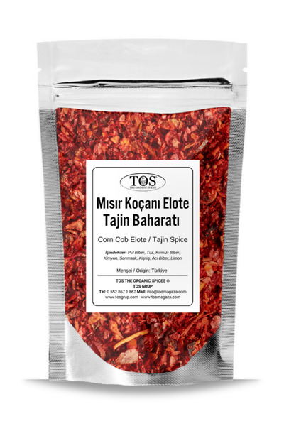 TOS The Organic Spices Mısır Koçanı Elote / Tajin Baharatı 100 gr Corn On The Cob Elote / Tajin Spice - Premium Quality