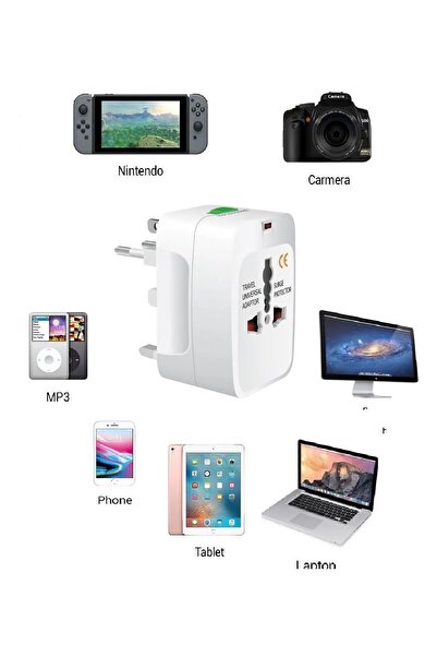 Vwin Seyahat Adaptörü Priz Çevirici Dönüştürücü Fiş Universal Amerikan İng Japon Çin S.Arabistan 150+Ülke