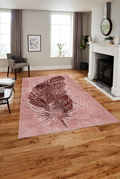 Napoli Home Baskılı Modern Klasik Yaprak Model Yıkanabilir Kaymaz Taban Yollu...