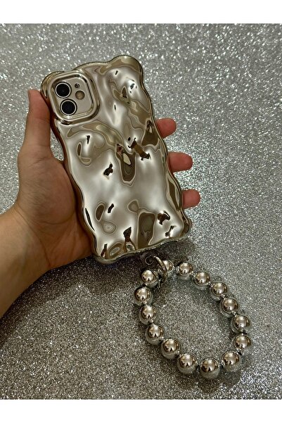 HYPERSOFT Iphone 12 (6.1 inç) Uyumlu Bileklik Charm Aksesuarlı Parlak Nikelaj...