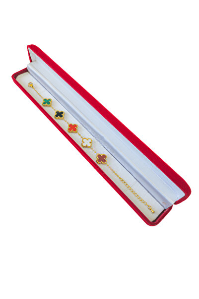 Luxury Velvet Box | Clover Bracelet | Gold Colorful | February 14 Valentine's Day Gift | Women