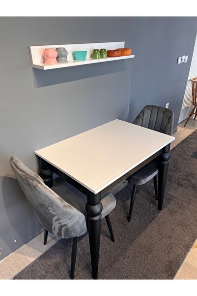 VOGUE TASARIM VE AKSESUAR 70x110  siyah beyaz  küçük sabit yemek mutfak balkon masası
