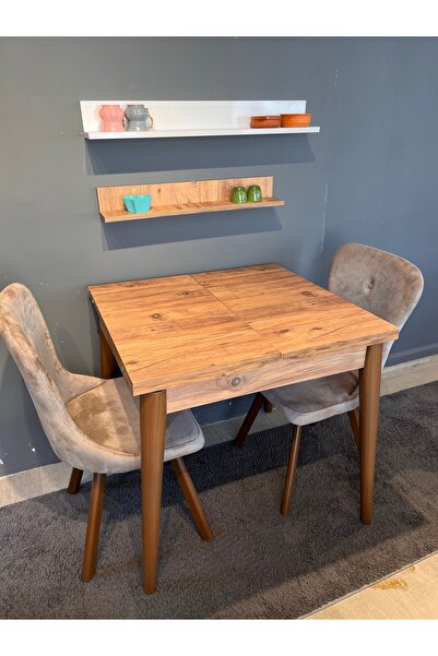 VOGUE TASARIM VE AKSESUAR 80 x 75 açılabilen katlanabilen çam rengi küçük yemek mutfak ve balkon masası