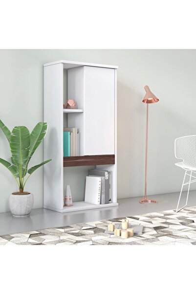 Ruum Store By Doğtaş Zein Kitaplık Kapaklı Ceviz Opak Beyaz