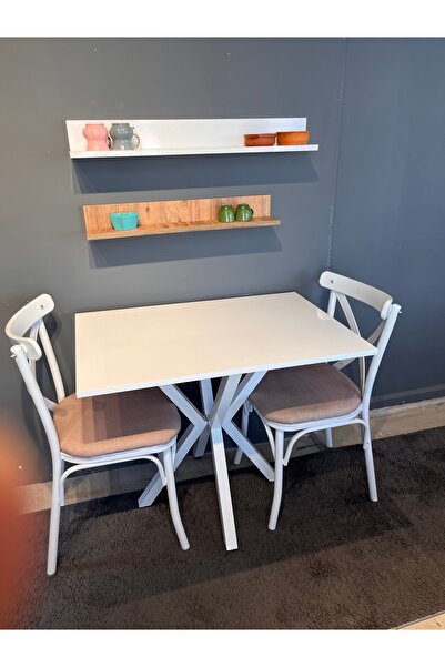 VOGUE TASARIM VE AKSESUAR 60/90 küçük beyaz yemek mutfak ve balkon masası