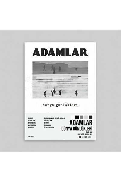 Orendart ADAMLAR - DÜNYA GÜNLÜKLERİ Albüm Spotify Çerçevesiz Tasarım Poster