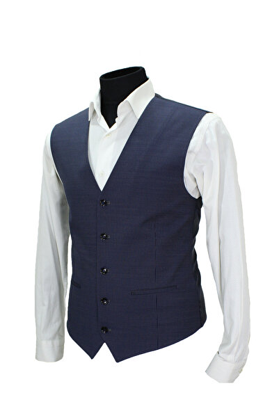 MENTOR REGALO Men's Vest V Neck Navy Blue Stripes 50651