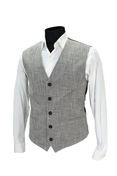 MENTOR REGALO Чоловічий жилет з V-подібним коміром, кавовий, з ворсинками 50712