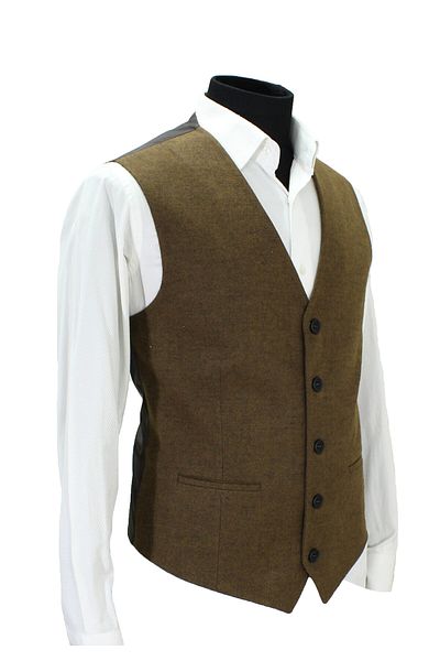 MENTOR REGALO Men's Vest V-Collar Brown Wool 160710