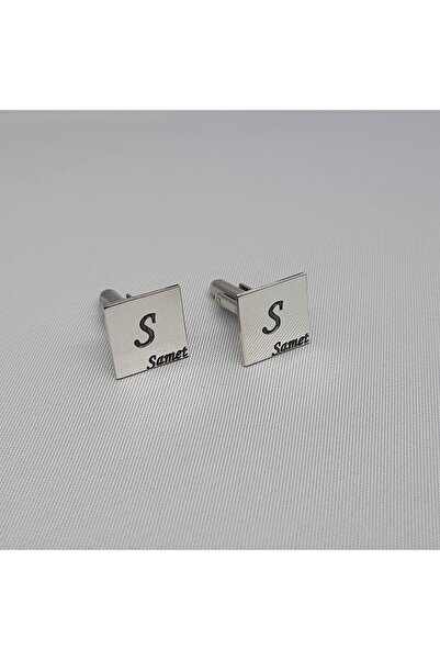 Dizayn Kutu Kişiye Özel İsimli ve Harfli Gümüş Kol Düğmesi