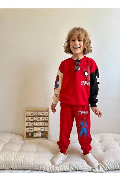 ARBİ kids Male Child Spiderman Red Three Yarn Cloth Suit