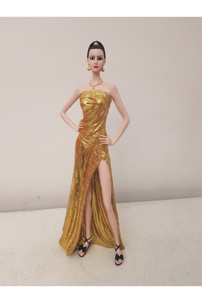 Arose Altın Elbiseli Kadın Biblo Dekolteli Kadın