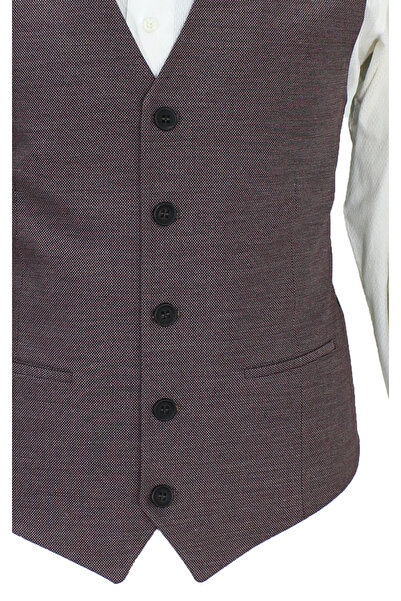 MENTOR REGALO V-Neck Claret Red Polka Dot Men's Vest - 50645