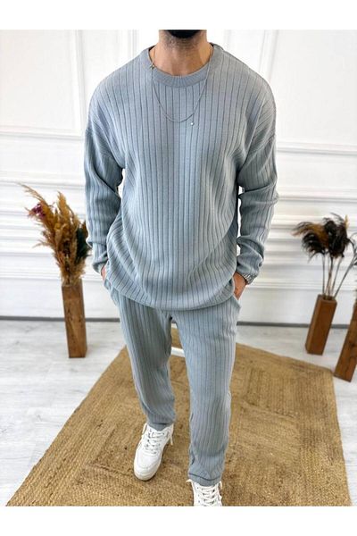 elkumoda Πλεκτό με ραβδώσεις Βαμβακερό πουλόβερ με απαλή υφή - Μακρυμάνικο φούτερ