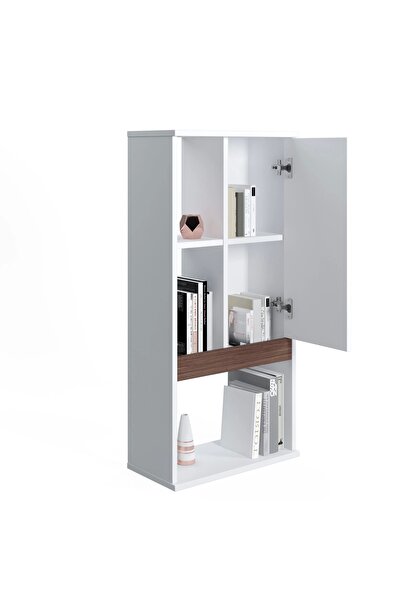 Ruum Store By Doğtaş Zein Kitaplık Kapaklı Ceviz Opak Beyaz