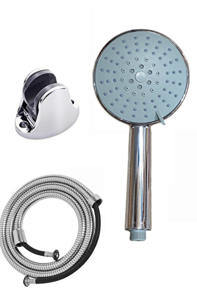 Plodna House 5 Fonksiyonlu Premium Büyük Boy Krom Duş Başlığı 150cm Örgülü Hortumlu Mafsallı Duş Seti