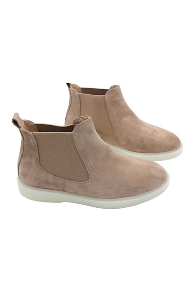 a ayak&kabım official Real Leather Beige Suede Daily Women's Boots