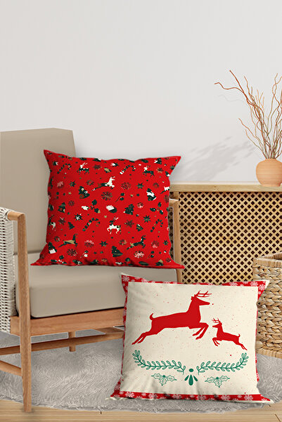 Belle Benoit Χριστουγεννιάτικη μαξιλαροθήκη διπλής όψης ψηφιακής εκτύπωσης 4 τεμαχίων – Μαξιλαροθήκη με φερμουάρ 43x43 cm