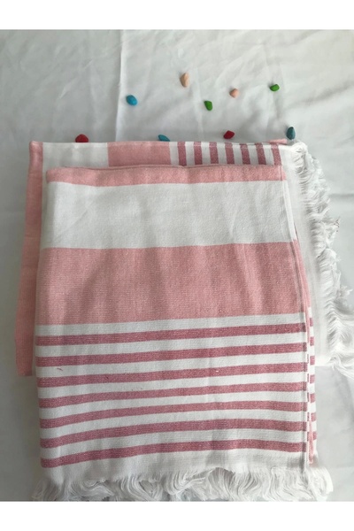 NİVEMESHOME Πετσέτα θαλάσσης Nivemeshome Pomegranate-λευκή ριγέ φούντα