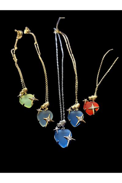 STAİNLES Steel Chain Heart Star Pattern Necklace