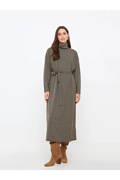 LC Waikiki LCWAIKIKI Κλασικό Μπεζ Ζακάρ ψηλός λαιμός Μοτίβο Μακρυμάνικο Γυναι...