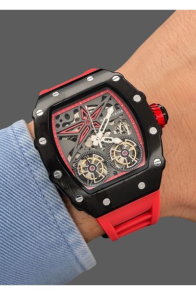 Navimarine Original 44mm Square Automatic Mechanism 3ATM Waterproof Silicone Cord Men's Wristwatch