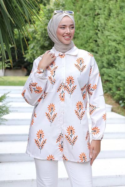 Kodex Orange Branch Patterned Shirt