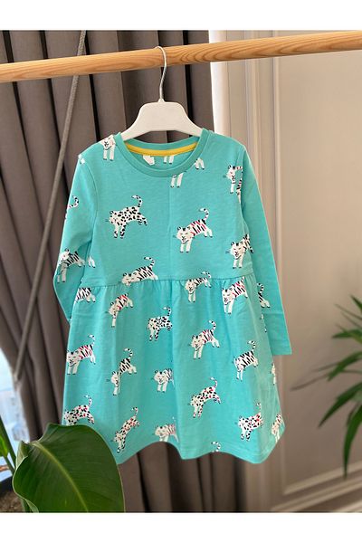 Baby Babyaden Cat Tiger Printed Cotton Combed Cotton Long-Sleeved Girl Dress