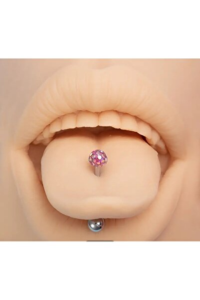 DCPİERCİNG Şambala Pembe Çelik Dil Piercing