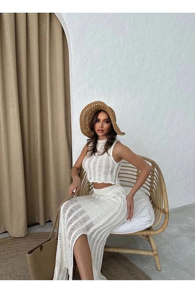 Ecenin Favorileri Knitwear Crop Skirt Set