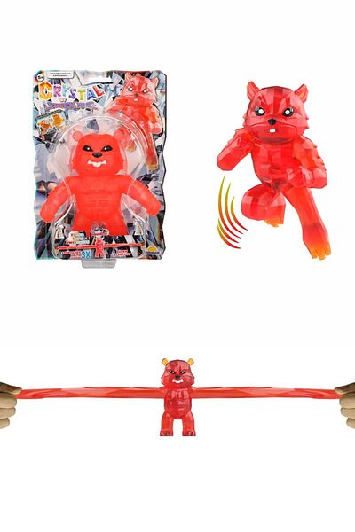 TOYFEST مجسم ناعم قابل للتمدد من الكريستال باللون الأحمر بطول 14 سم - قطعة واحدة