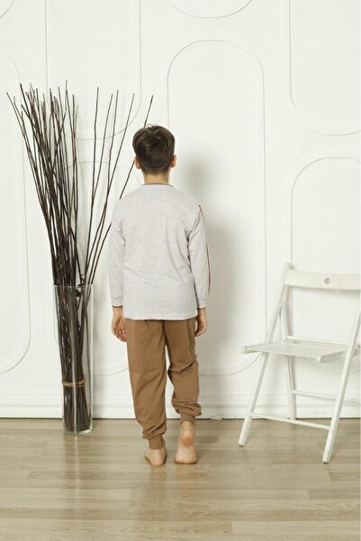 Mutlu City New Season Boy's Travel Waiter Long Sleeve Cotton Combed Pajamas Set 5084