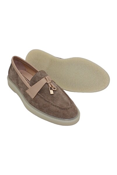 aayak&kabımofficial Gerçek Deri Bej Süet Rahat Günlük Kadın Ayakkabı