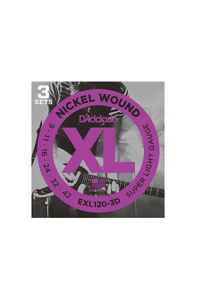 Daddario Exl120-3d 9-42 Model Electric Guitar String Set - 3 Sets