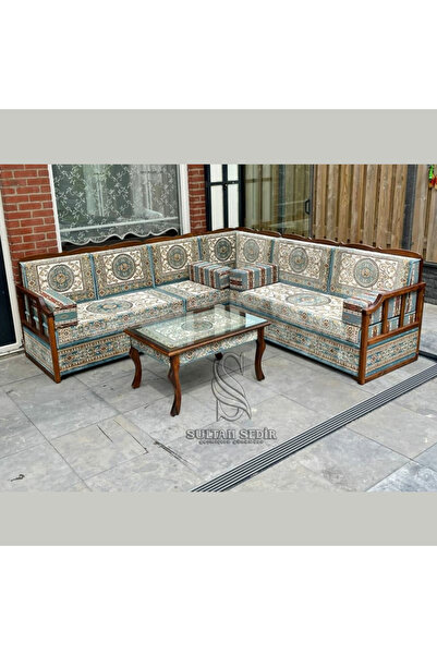 Sultan Sedir Hanzade Açık Turkuaz Şark Köşesi - 230x250cm L Köşe Takımı (1SEH...