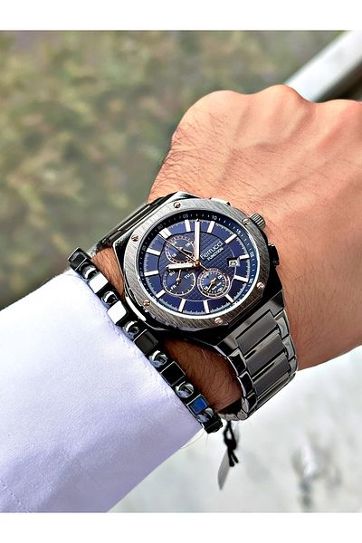 Ferrucci Smoke Color Steel Cord Functions Active Men's Wristwatch Bracelet