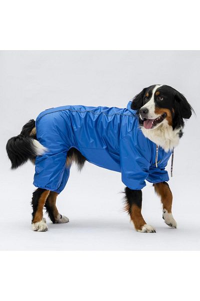 Pawstar Sax Blue Monsoon Large Breed Dog Jumpsuit Raincoat Dog Raincoat Dog Outfit Dog Suit