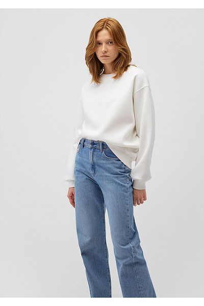 Mavi Weißes Basic-Sweatshirt mit Rundhalsausschnitt 1610198-70057