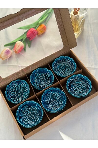 Porcelland Kazan Model 6'lı Mavi Çerezlik