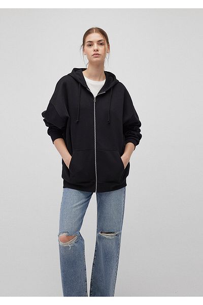 Mavi Schwarzes Sweatshirt mit Kapuze und Reißverschluss 1610221-900